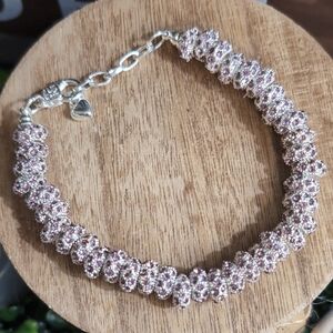 37 Pink Pavè Beads On A  Bracelet